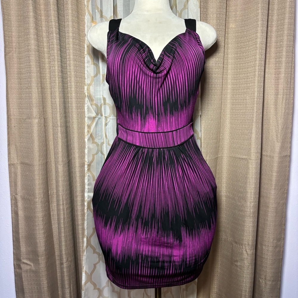 Bisou Bisou Black and Pink Mini Dress